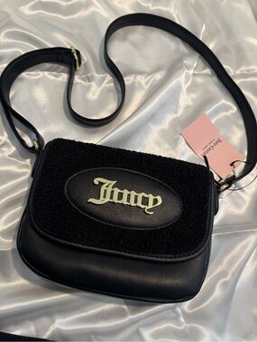 Juicy Couture Black Crossbody with Gold Logo Plaque